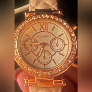 Women Rocawear Crystal leather belt watch